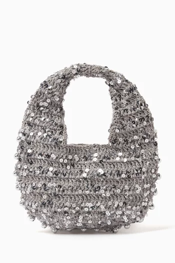 Small Candy Sequin Top-handle Bag in Paper-raffia