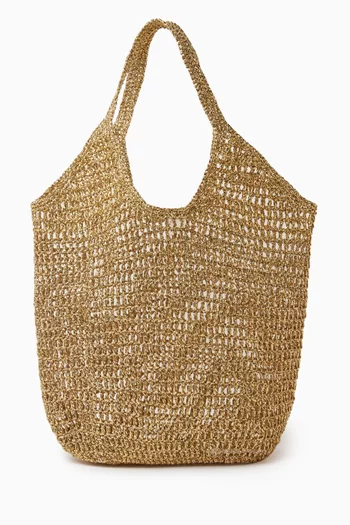 Medium Tote Bag in Metallic Paper-raffia