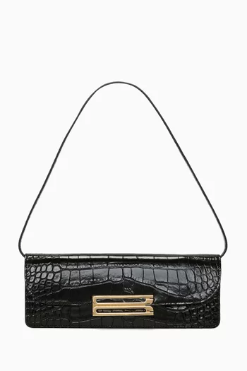 Small Dorian East West Clutch in Croc-embossed Leather