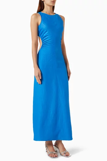 Backless Maxi Dress in Linen-blend