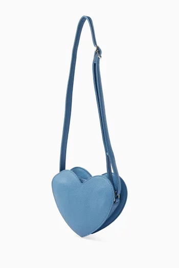 Heart-shape Grained-effect Shoulder Bag