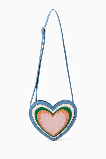 Heart-shape Grained-effect Shoulder Bag