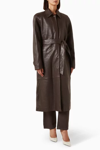 Belted Coat in Leather