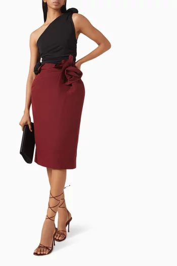 Flower-detail Skirt in Cotton Blend