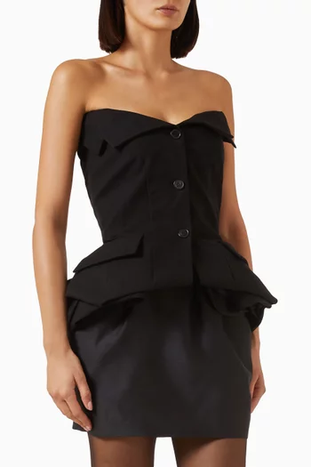 Strapless Rose Peplum Top in Cotton