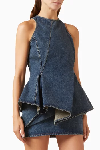 Peplum Blouse in Denim
