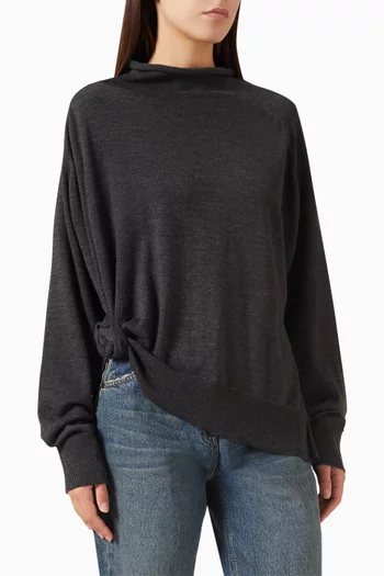 Knotted Turtleneck Sweater in Wool