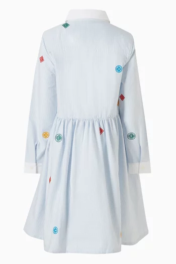 Gathered Striped Shirt Dress