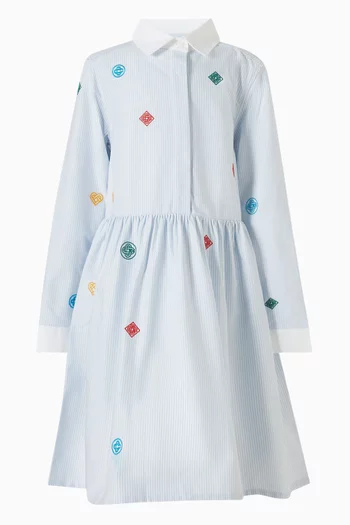Gathered Striped Shirt Dress