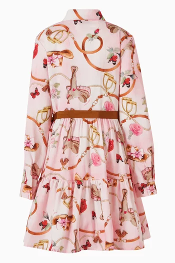 Equestrian Print Shirt Dress
