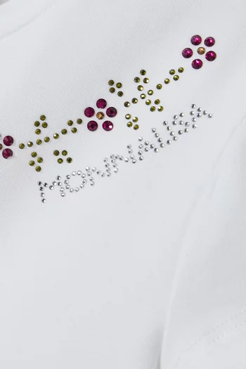 Logo Floral Crystal T-shirt in Cotton