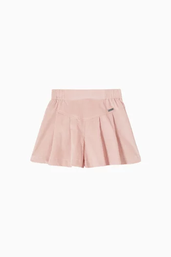 Pleated Bermuda Shorts in Velvet