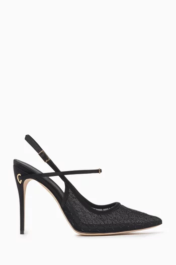 Edoardo 85 Slingback Pumps in Satin & Mesh