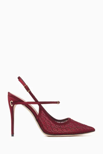 Edoardo 85 Slingback Pumps in Satin & Mesh