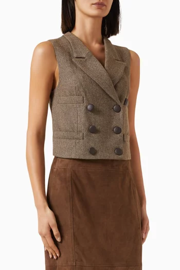 Double-breasted Herringbone Waistcoat