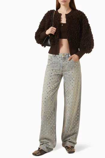 Loop-knit Cropped Bomber Jacket