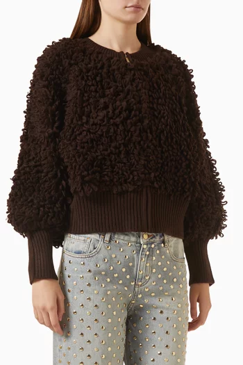 Loop-knit Cropped Bomber Jacket
