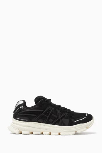 Logo Sneakers in Mesh & Suede