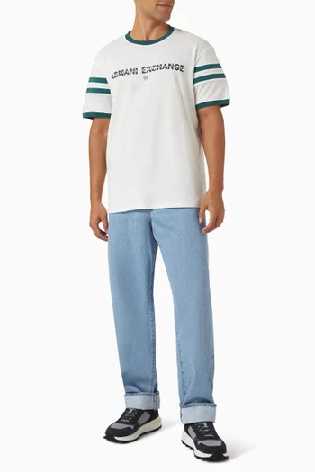 Striped Logo T-shirt in Cotton