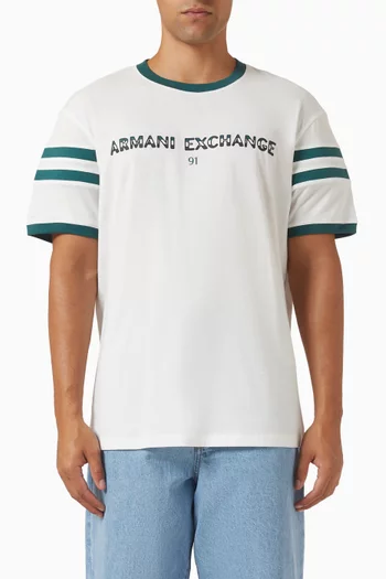Striped Logo T-shirt in Cotton