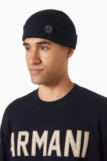 Logo Beanie in Rib-knit