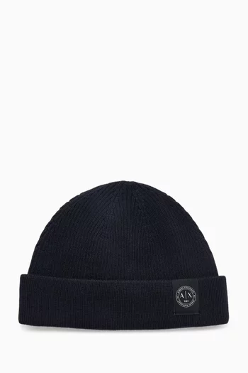 Logo Beanie in Rib-knit