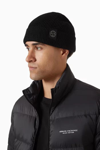 Logo Beanie in Rib-knit