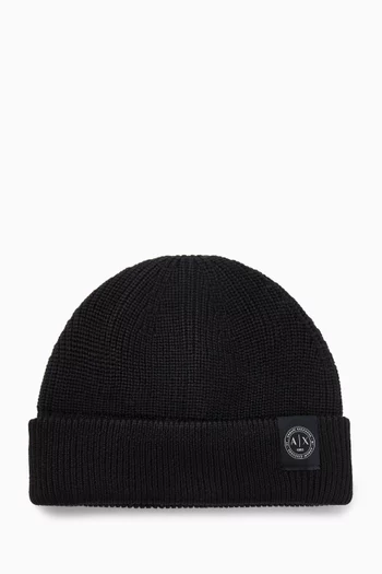 Logo Beanie in Rib-knit