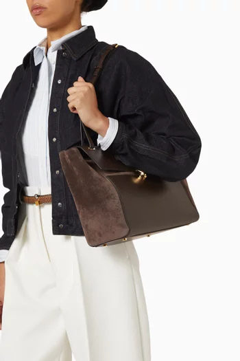 Large Trapeze Shoulder Bag in Calf Leather