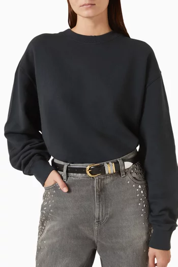 Hollyhock Crystal Belt in Leather