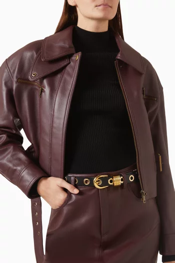 Hollyhock Rivet Eyelet Belt in Leather