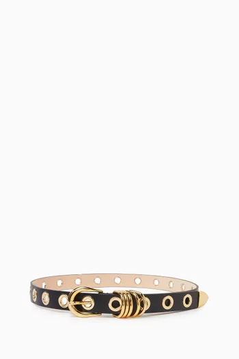 Hollyhock Rivet Eyelet Belt in Leather