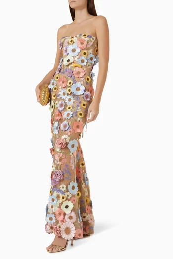 Jasmine Floral Strapless Gown