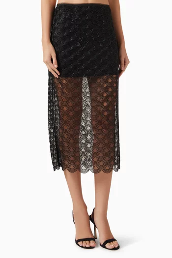 Sequin-embellished Midi Skirt
