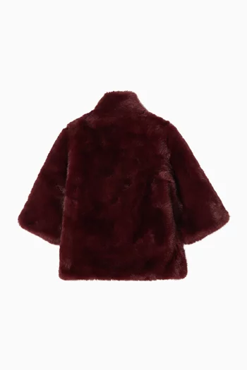 High Collar Coat in Faux Fur