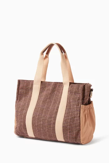 Checked Pattern Changing Bag in Canvas