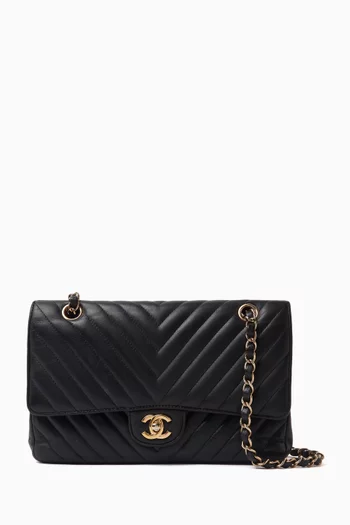 Medium Flap Bag in Chevron Leather