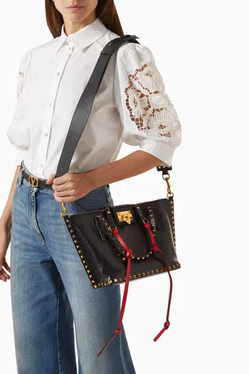 Medium Rockstud Hype Tote Bag in Leather