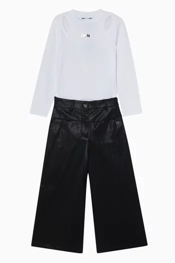 Wide-leg Trousers in Faux Leather