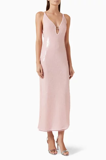 Sequin-embellished O Gem Maxi Dress