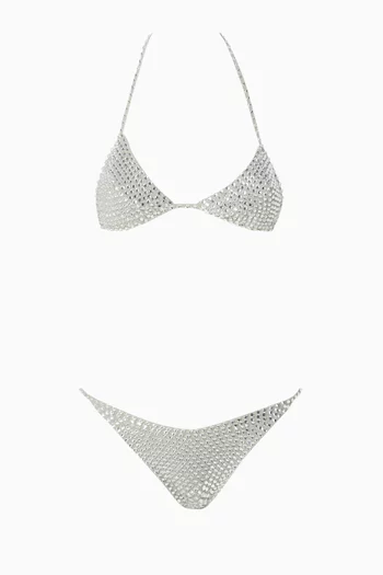 Crystal-embellished Bikini Set