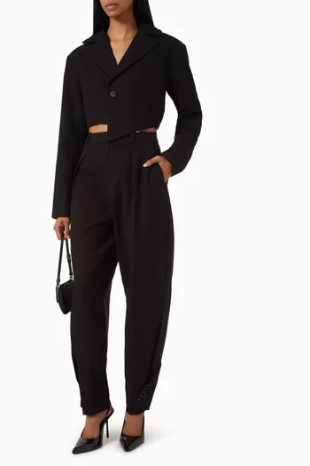 Asymmetrical Tailored Cropped Blazer