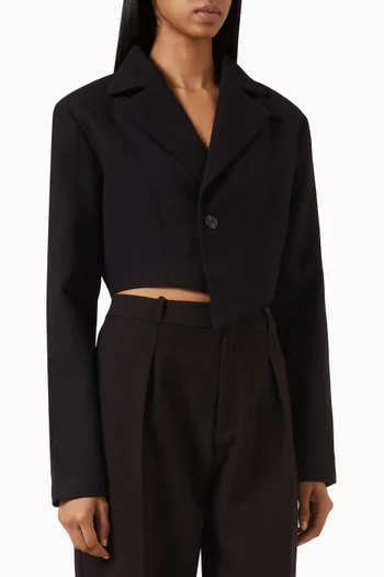 Asymmetrical Tailored Cropped Blazer
