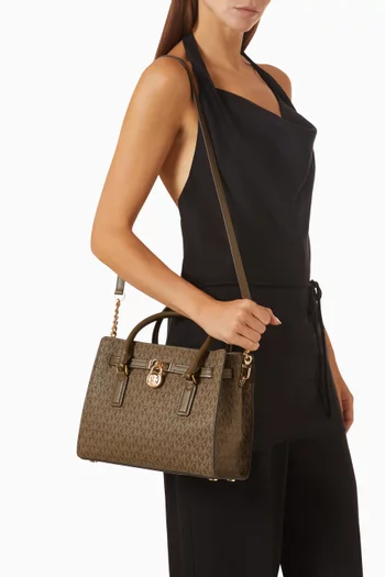 Small Hamilton Tote Bag in Signature Logo Canvas