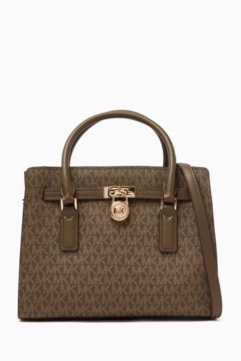 Small Hamilton Tote Bag in Signature Logo Canvas
