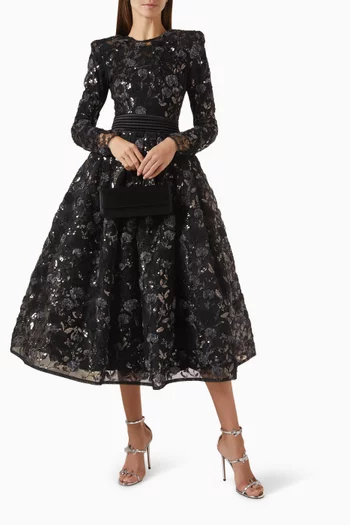 Dear Heart Embellished Dress in Chiffon & Lace
