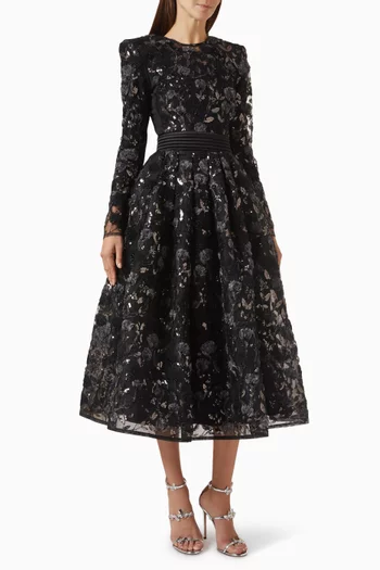 Dear Heart Embellished Dress in Chiffon & Lace