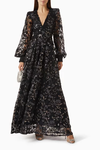 Dear Heart Embellished Gown in Chiffon