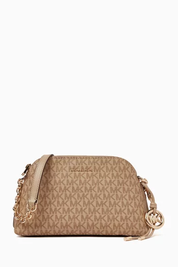 Small Dome Crossbody Bag in Signature Logo Canvas