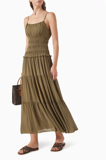 Smocked Maxi Dress in Georgette